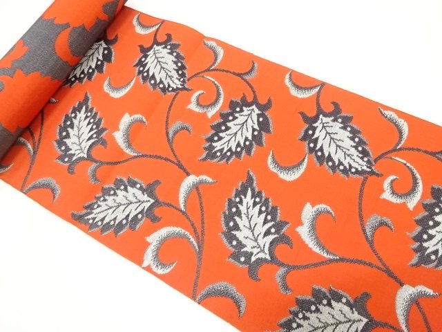 JAPANESE KIMONO / ANTIQUE ARABESQUE WOVEN EIGHT-SIDED OBI BOLT